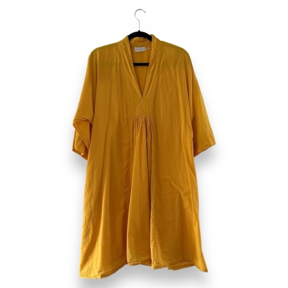 Lekha Butter Yellow Urvi Midi Dress Size Lined 100% Cotton Size Medium